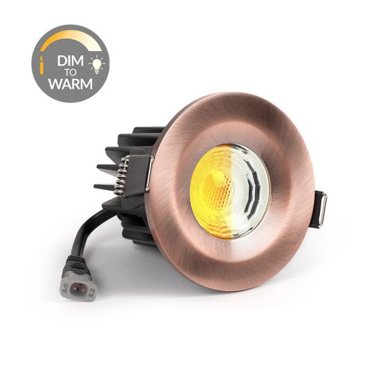 Antique Copper CCT Dim To Warm LED Downlight Fire Rated IP65