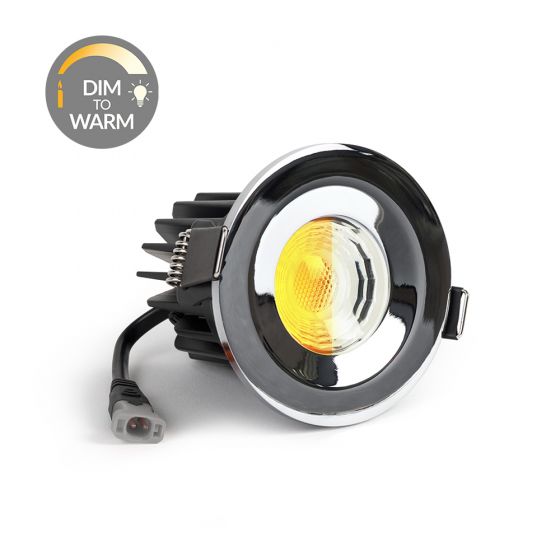 Polished Chrome CCT Dim To Warm LED Downlight Fire Rated IP65