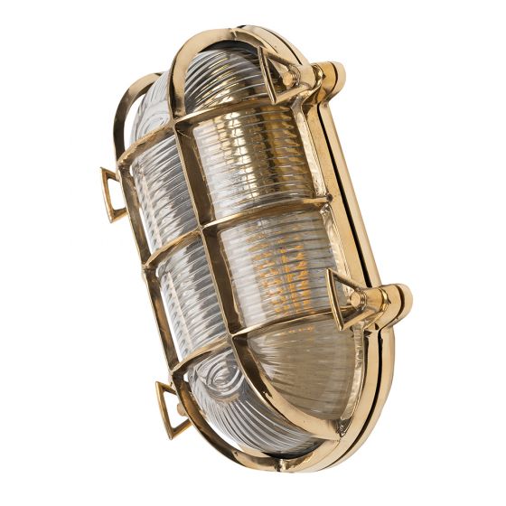 Flaxman Outdoor Polished Brass IP66 Rated Bulkhead Wall Light - The Outdoor & Bathroom Collection