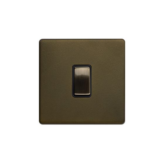 The Eton Collection Bronze 20A 1 Gang DP Switch Black Inserts Screwless