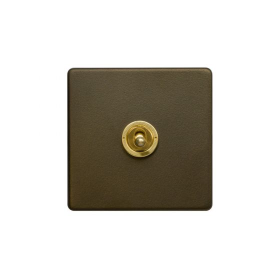 Soho Fusion Bronze & Brushed Brass 20A 1 Gang 2 Way Toggle Switch Screwless