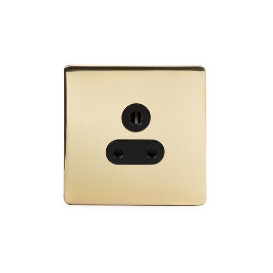 The Savoy Collection Brushed Brass 5 Amp Socket Black Ins Unswitched Screwless