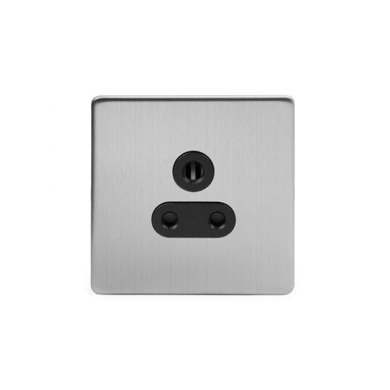 The Lombard Collection Brushed Chrome 5 Amp Socket Black ins Unswitched Screwless