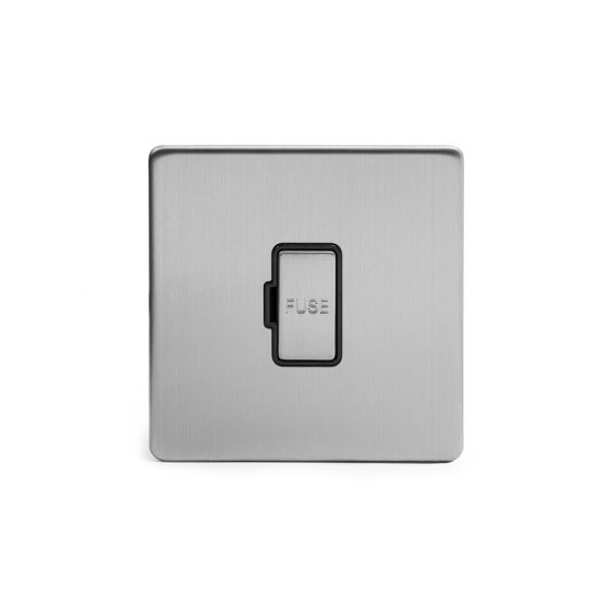 The Lombard Collection Brushed Chrome Luxury 13A Double Pole Unswitched Fused Connection Unit (FCU) with black insert