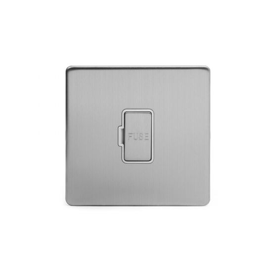 The Lombard Collection Brushed Chrome Luxury 13A Double Pole Unswitched Fused Connection Unit (FCU) white insert