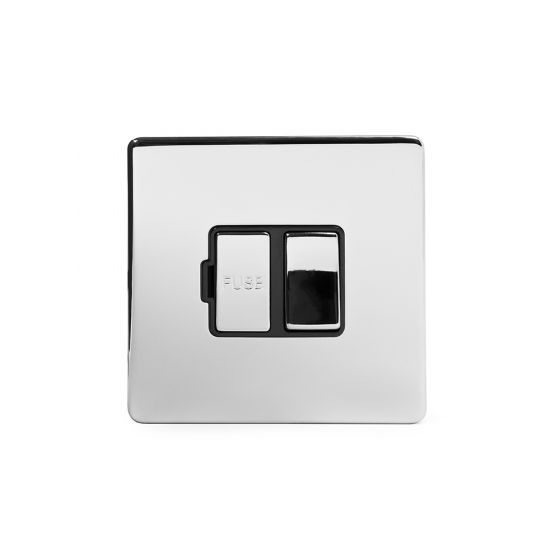 The Finsbury Collection Polished Chrome Luxury 13A Double Pole Switched Fused Connection Unit (FCU) with black insert
