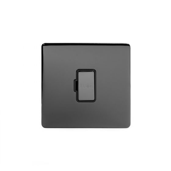 The Connaught Collection Black Nickel 13A Double Pole Unswitched Fused Connection Unit (FCU) black insert