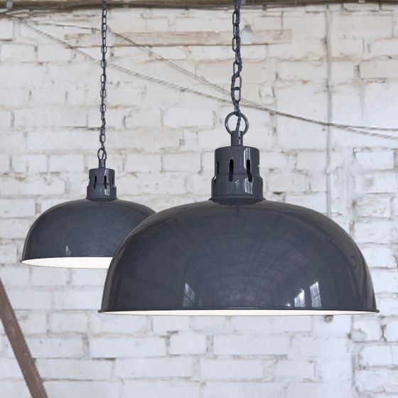 Leaden Grey Slate Rustic Dome Pendant Light - Berwick - Soho Lighting