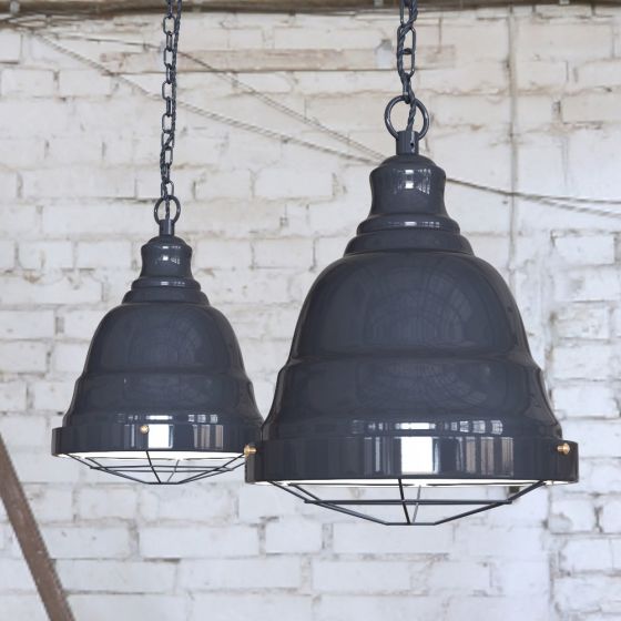 Ganton Cage Vintage Pendant Light Leaden Grey Slate - Soho Lighting