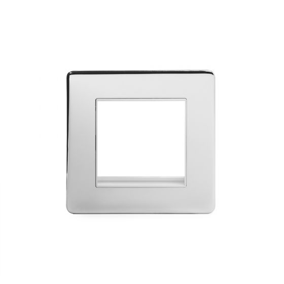 The Finsbury Collection Polished Chrome White Insert 2 x25mm EM-Euro Module Faceplate