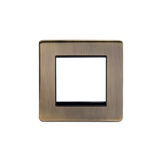 The Charterhouse Collection Aged Brass 2 x25mm EM-Euro Module Faceplate