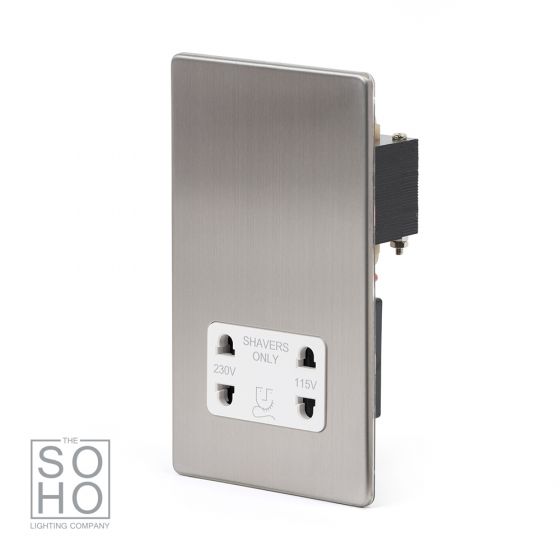 Brushed Chrome 1 Gang Shaver Socket with white Insert - The Soho ...