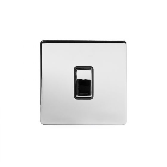 The Finsbury Collection Polished Chrome Luxury 1 Gang 20 Amp DP Switch with Black Insert