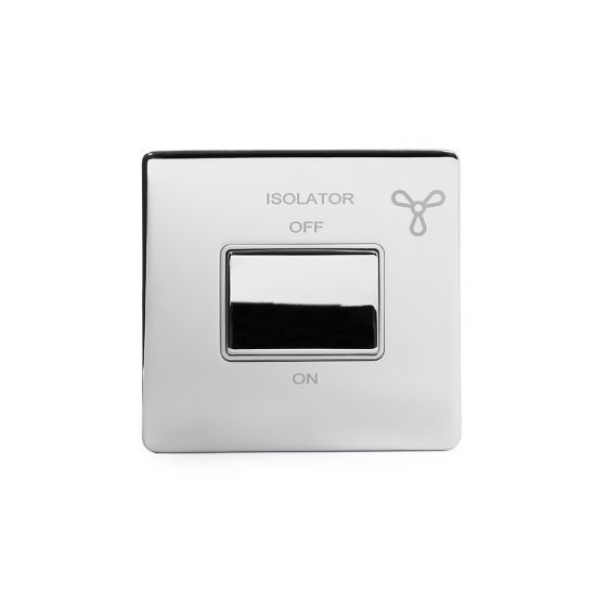 The Finsbury Collection Polished Chrome Extractor Fan Isolator Switch White Ins Screwless