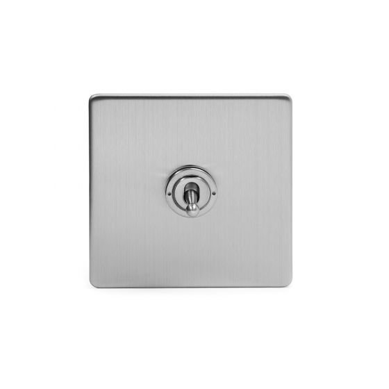 The Lombard Collection Brushed Chrome Luxury 1 Gang 2 Way Toggle Switch