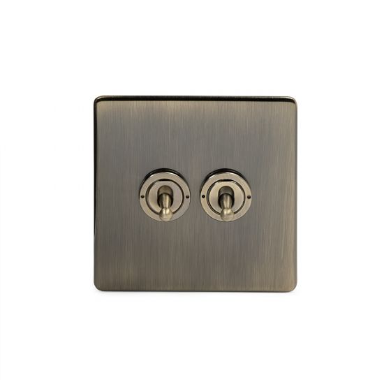 The Charterhouse Collection Aged Brass 2 Gang 2 Way Toggle Switch