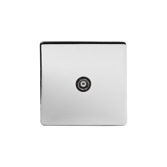 The Finsbury Collection Polished Chrome Luxury 1 Gang Co Axial Socket with Black Insert