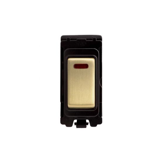 Soho Lighting Brushed Brass 20A Double Pole RM-Grid Switch Module with Neon