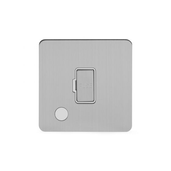 Soho Lighting Brushed Chrome Flat Plate 13A Unswitched Connection Unit Flex Outlet Wht Ins Screwless
