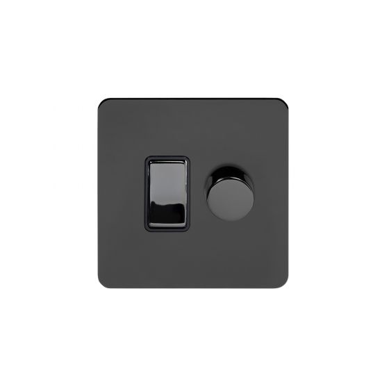 Soho Lighting Black Nickel Flat Plate Dimmer and Rocker Switch Combo