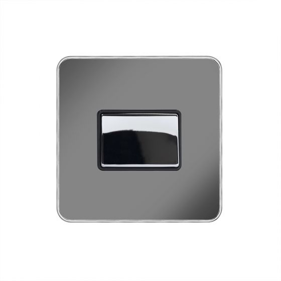 Soho Fusion Black Nickel & Polished Chrome With Chrome Edge 10A 1 Gang 1 Way 3-Pole Fan Isolator Black Insert Screwless
