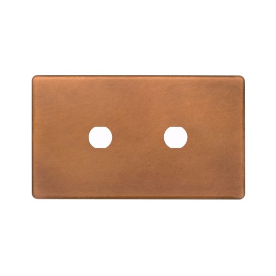 The Chiswick Collection Antique Copper 2 Gang (Double Plate) CM Circular Module Grid Switch Plate