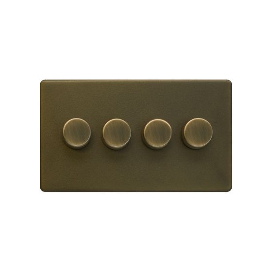 The Eton Collection Bronze 4 Gang 2 Way Trailing Dimmer Screwless 100W LED (150w Halogen/Incandescent)
