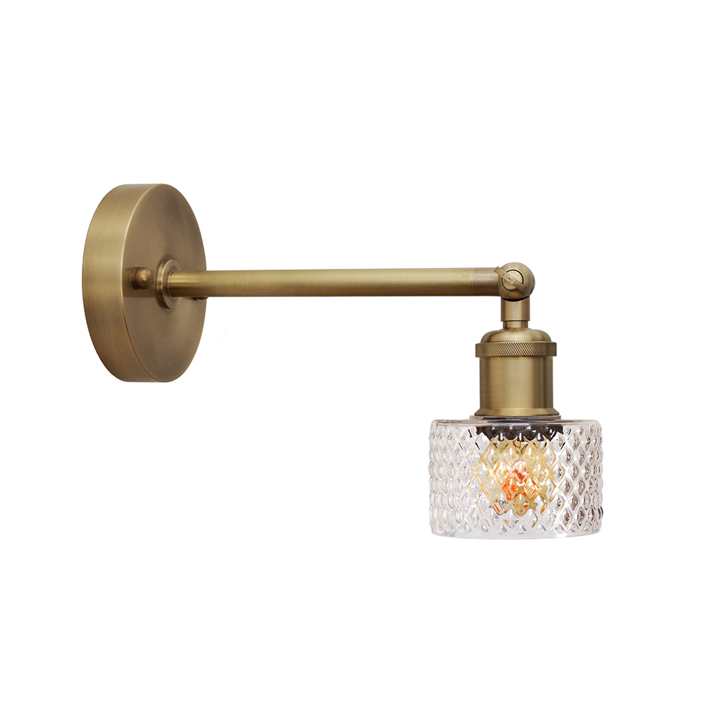 Dante Petite Prismatic Glass and Brass Wall Light