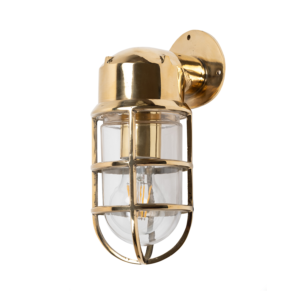 Kemp Outdoor & Bathroom Polished Solid Brass Wall Light