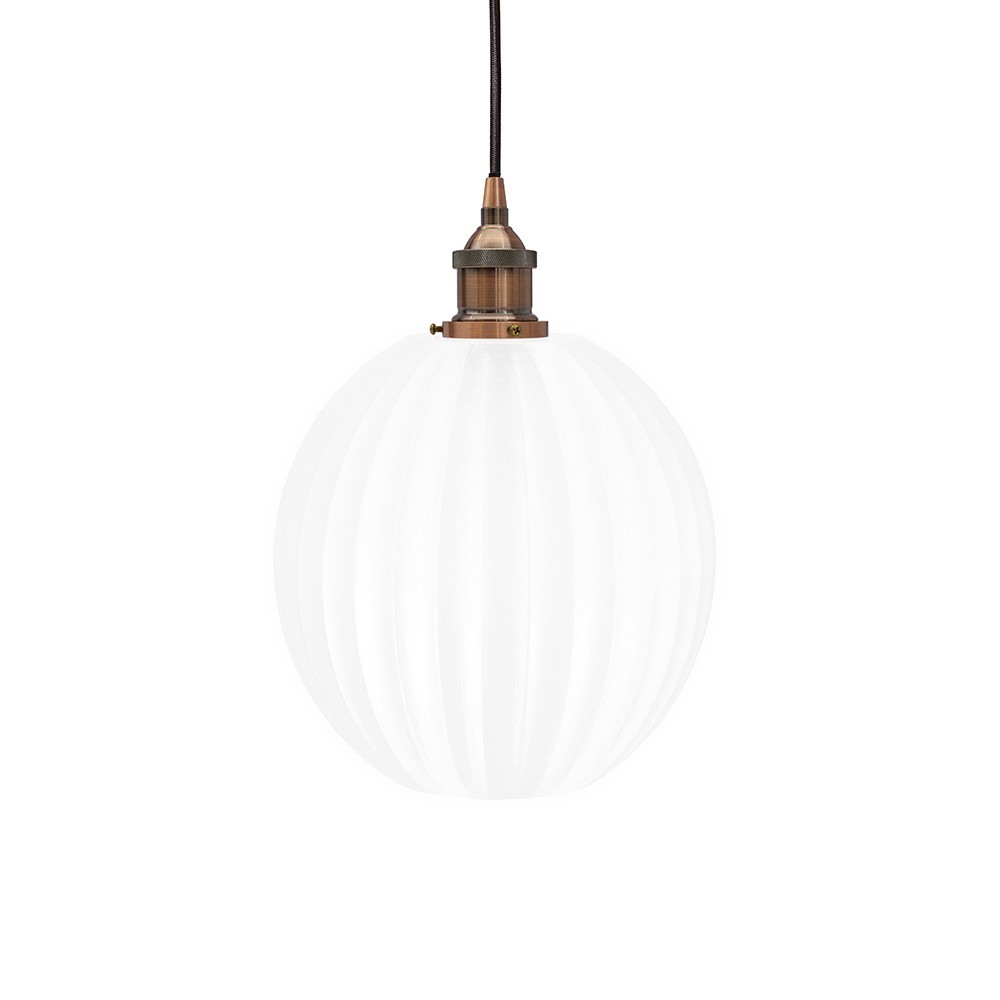Baltic Fluted Globe Pendant Surf White