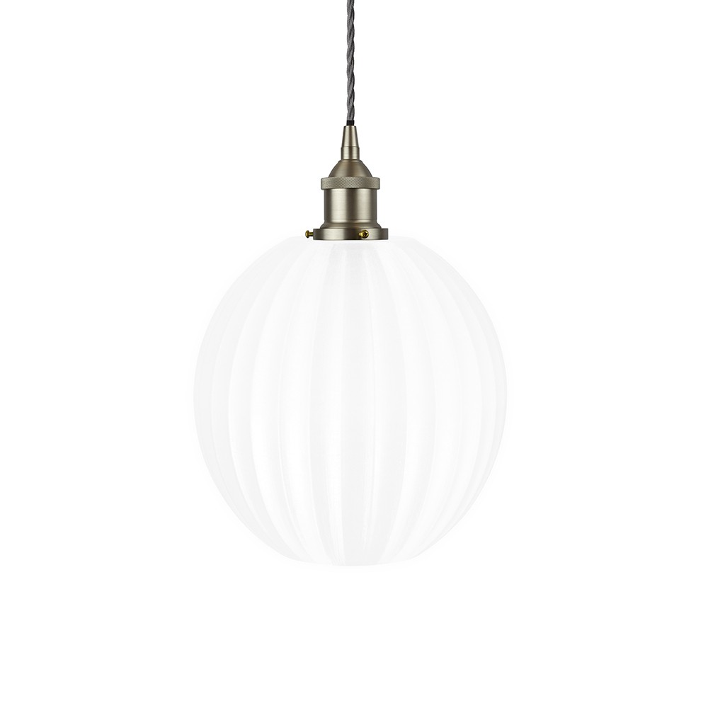 Baltic Fluted Globe Pendant Surf White