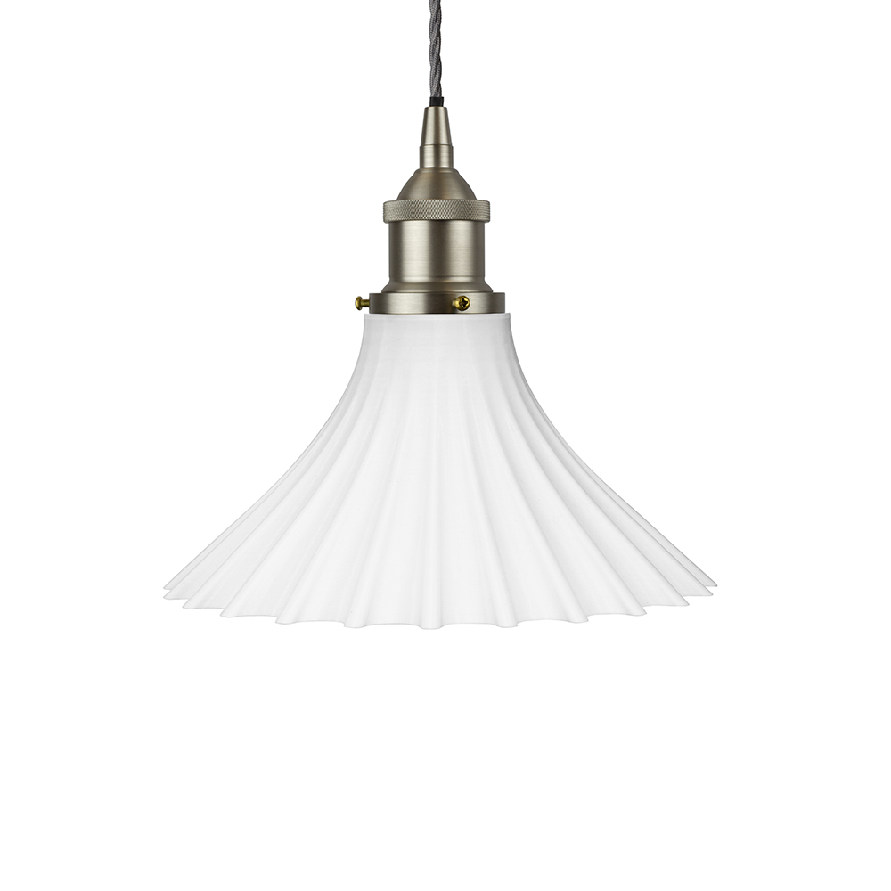 Scallop Fluted Bell Pendant Surf White