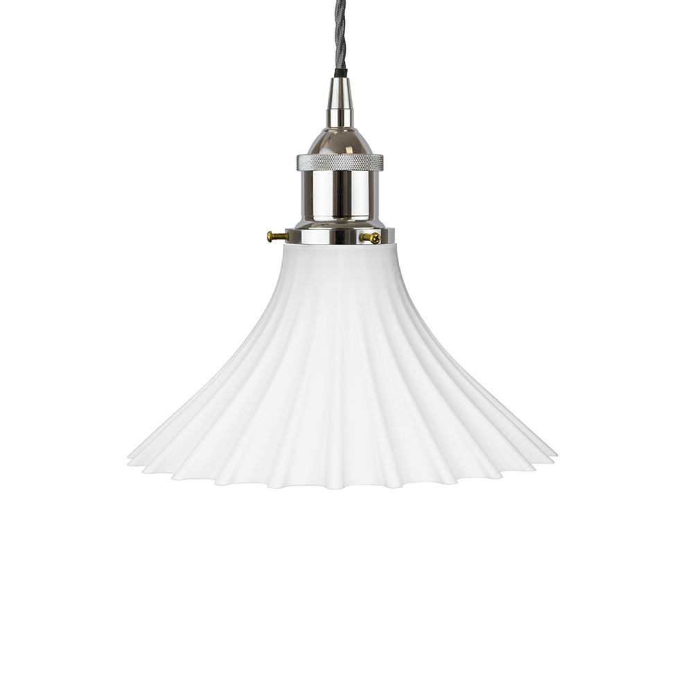 Scallop Fluted Bell Pendant Surf White