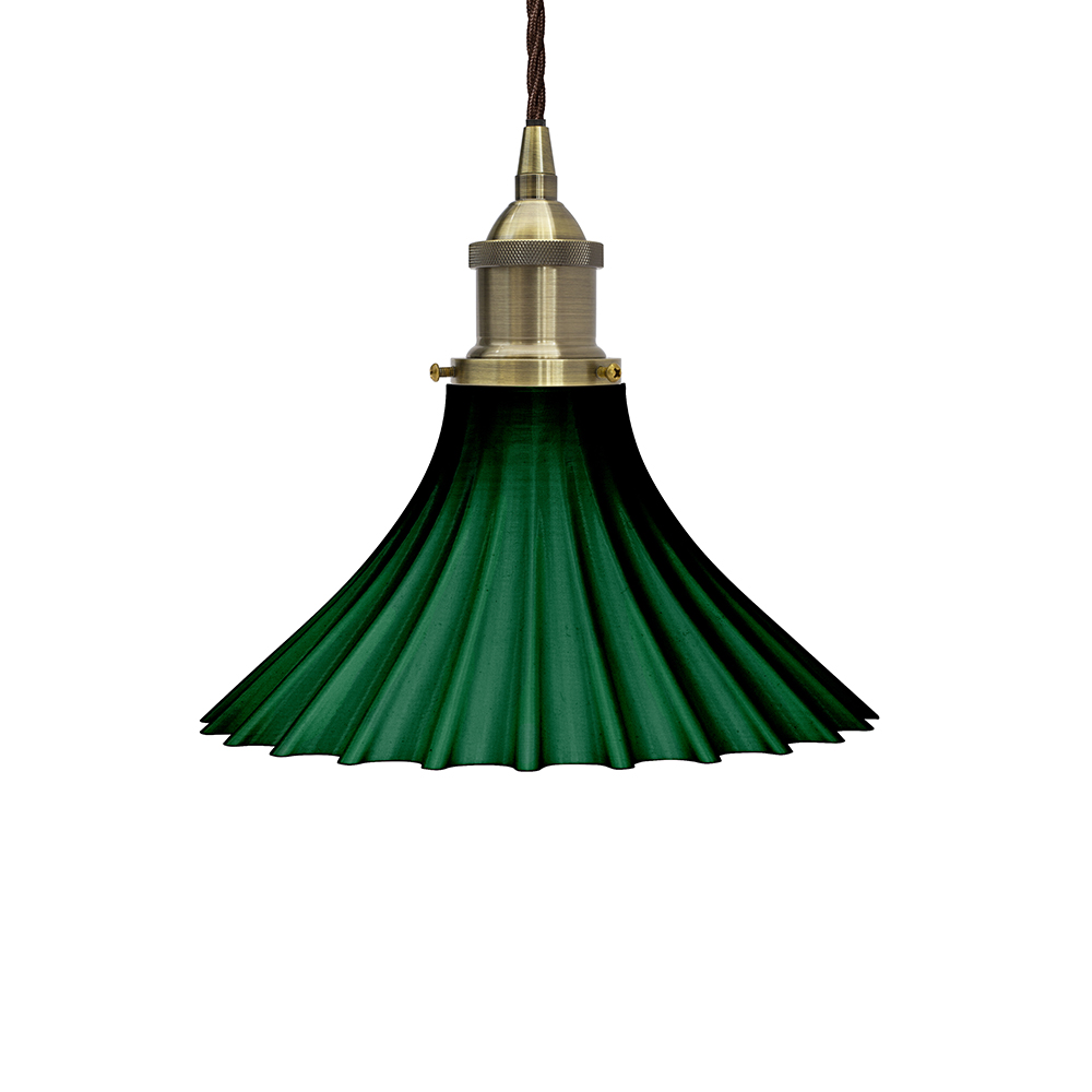 Scallop Fluted Bell Pendant Emerald Green