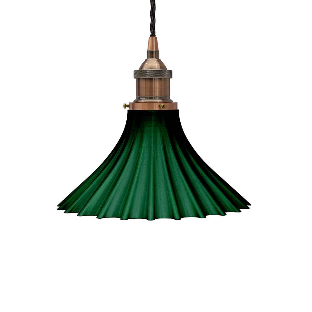Scallop Fluted Bell Pendant Emerald Green