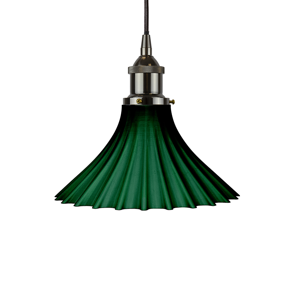 Scallop Fluted Bell Pendant Emerald Green