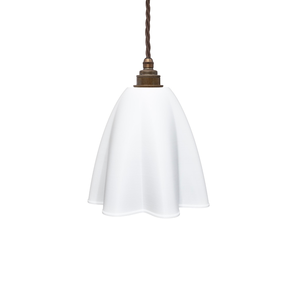 Soft White Fluted Cloth Pendant Light
