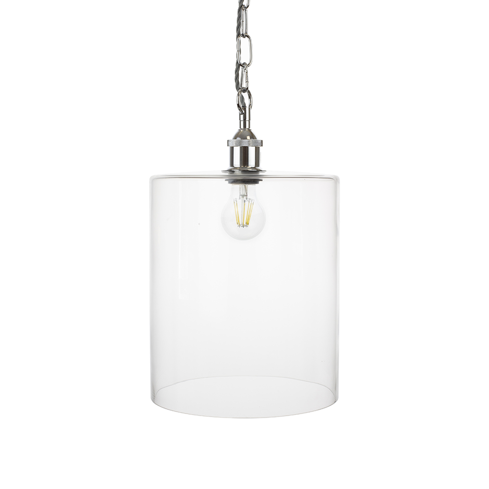 Grand Clear Large Glass Cylinder Pendant Light