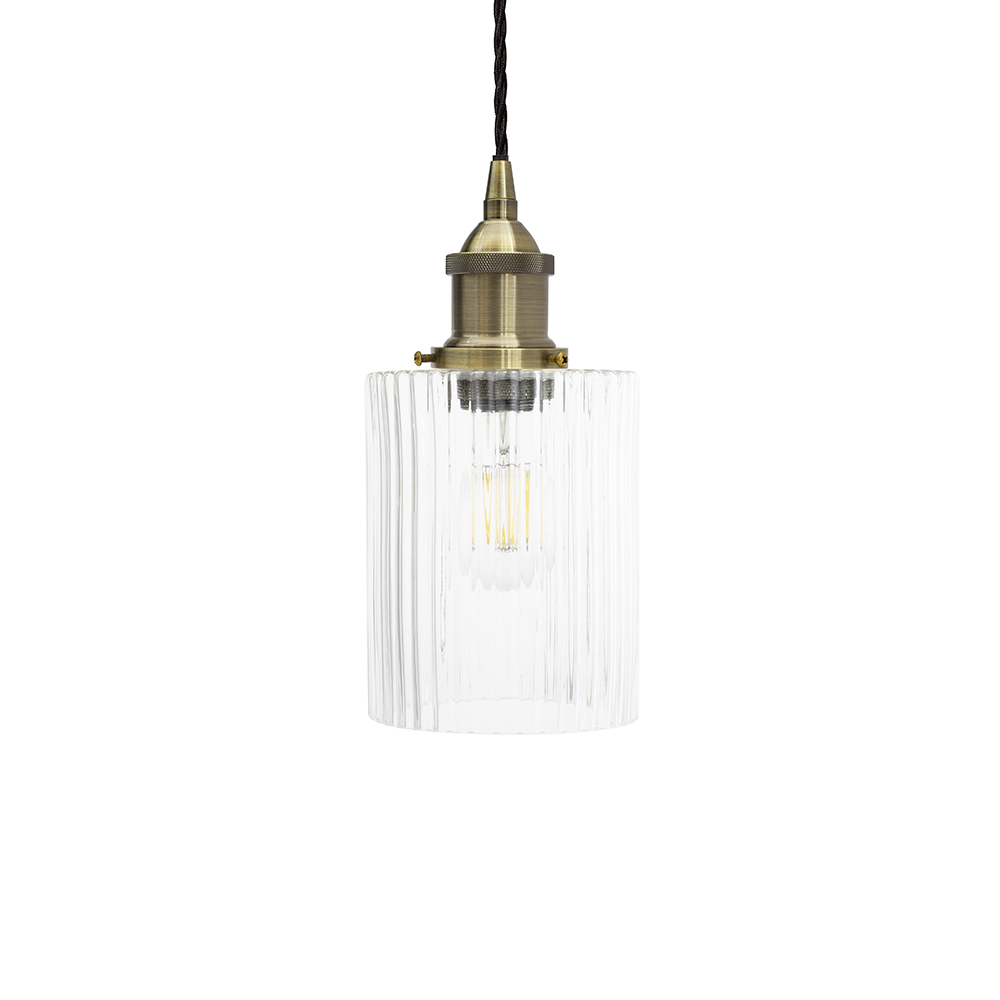 Petite Cylinder Ribbed Glass Pendant Light