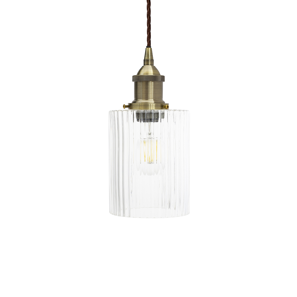 Petite Cylinder Ribbed Glass Pendant Light