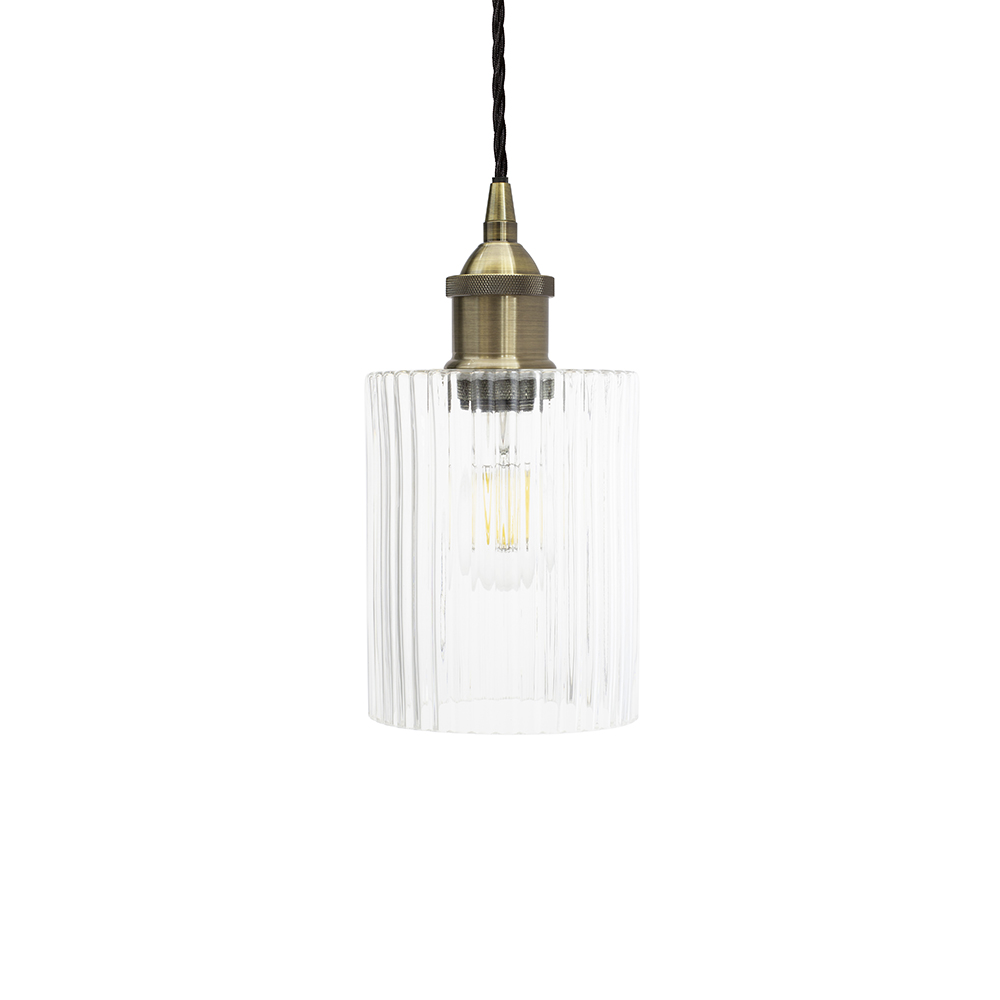 Petite Cylinder Ribbed Glass Pendant Light