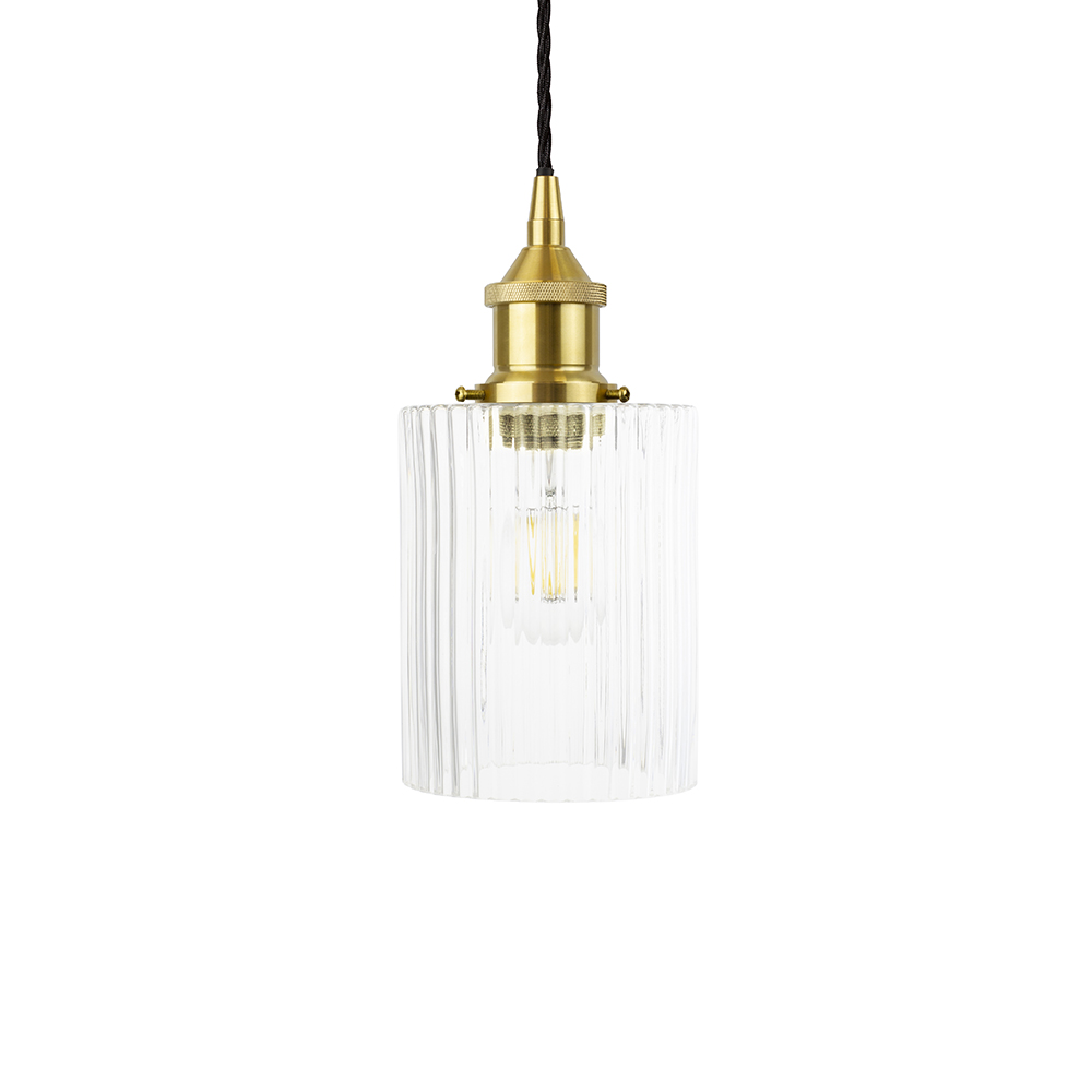 Petite Cylinder Ribbed Glass Pendant Light