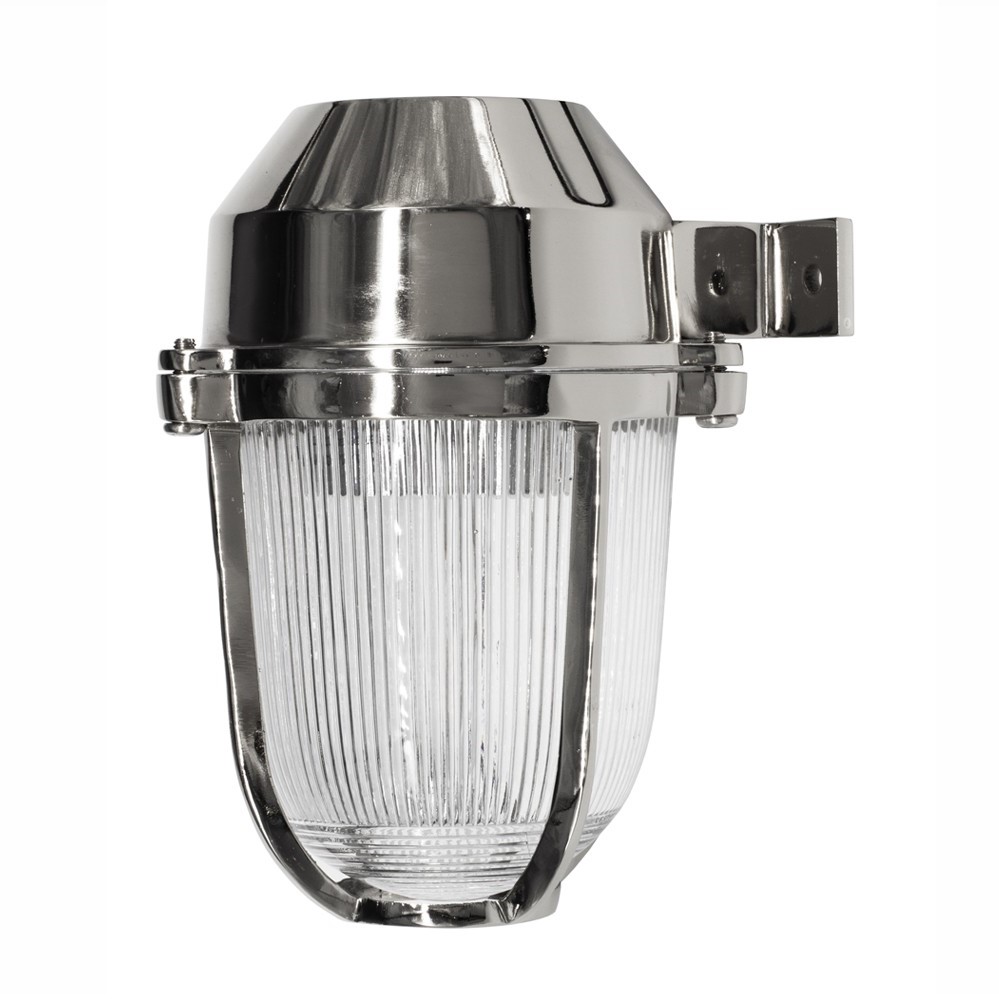 Hopkin Outdoor & Bathroom Prismatic Glass Nickel Wall Light