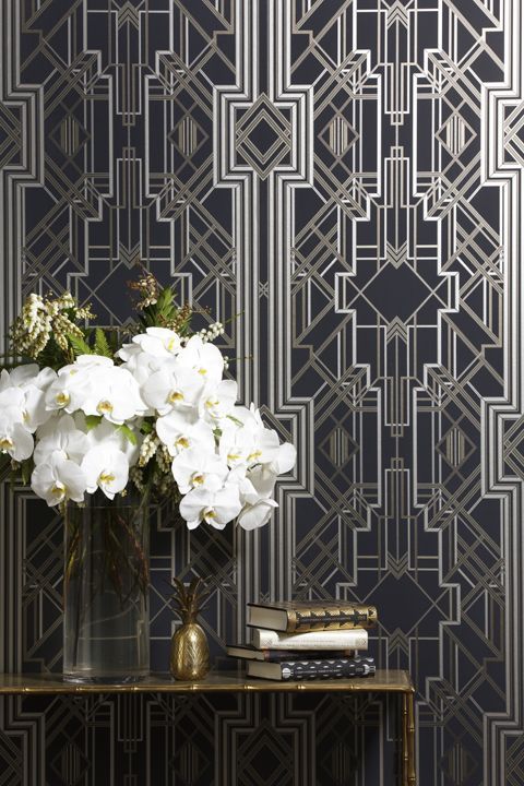 art deco stepped pattern wallpaper