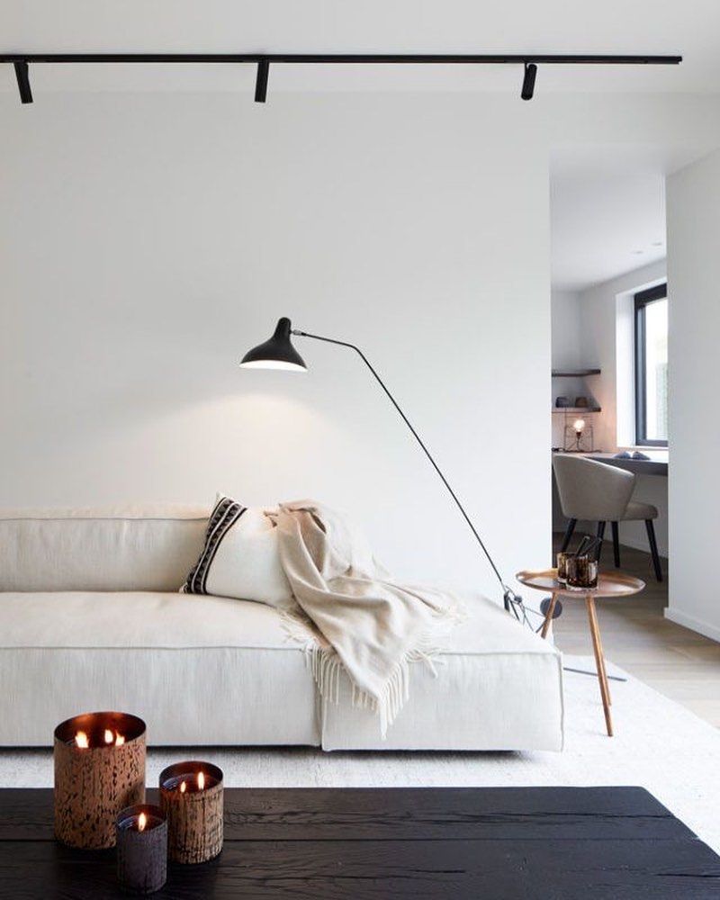 Scandinavian style white living room interior design 