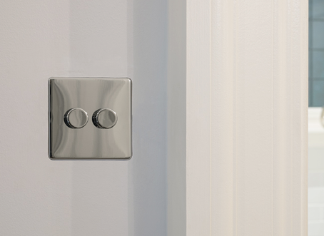 Polished chrome dimmer light switch 