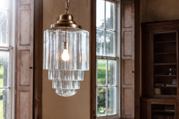 glass house schoolhouse art deco pendant light