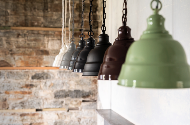 industrial chic lighting living room kitchen interior design decor hand painted lights