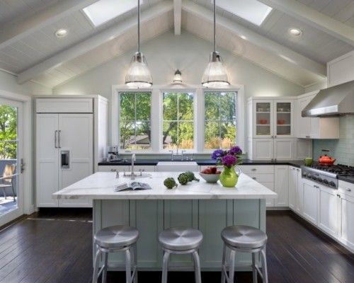 high ceiling kitchen lighting