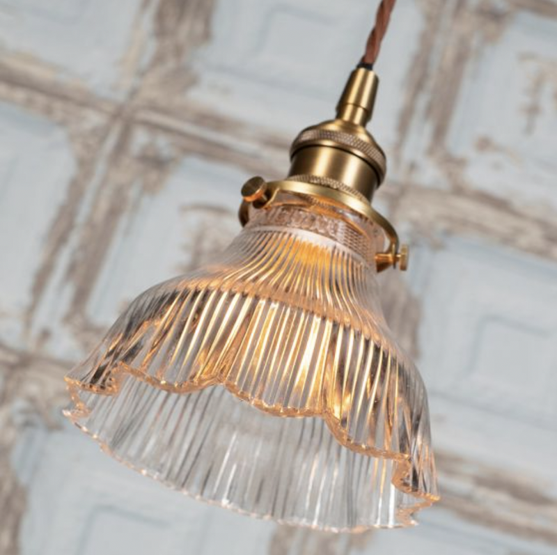 Prismatic glass pendant light
